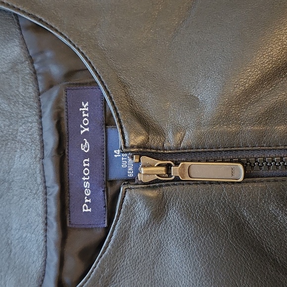 Preston & York Leather Vest Zip Up Women's 14 VTG Y2K Biker Grung - Picture 12 of 14